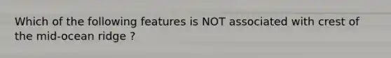 Which of the following features is NOT associated with crest of the mid-ocean ridge ?