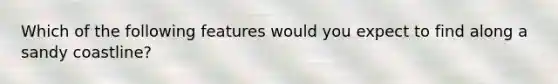 Which of the following features would you expect to find along a sandy coastline?