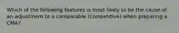 Which of the following features is most likely to be the cause of an adjustment to a comparable (competitive) when preparing a CMA?