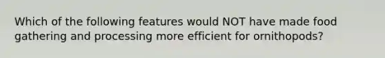 Which of the following features would NOT have made food gathering and processing more efficient for ornithopods?