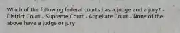 Which of the following federal courts has a judge and a jury? - District Court - Supreme Court - Appellate Court - None of the above have a judge or jury