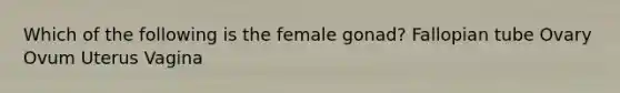 Which of the following is the female gonad? Fallopian tube Ovary Ovum Uterus Vagina