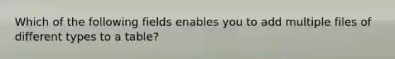 Which of the following fields enables you to add multiple files of different types to a table?