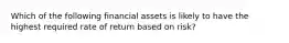 Which of the following financial assets is likely to have the highest required rate of return based on risk?