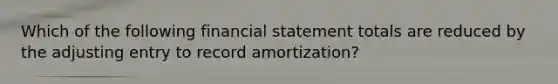 Which of the following financial statement totals are reduced by the adjusting entry to record amortization?