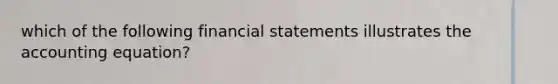 which of the following <a href='https://www.questionai.com/knowledge/kFBJaQCz4b-financial-statements' class='anchor-knowledge'>financial statements</a> illustrates <a href='https://www.questionai.com/knowledge/k7UJ6J5ODQ-the-accounting-equation' class='anchor-knowledge'>the accounting equation</a>?