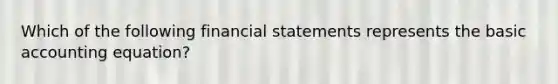 Which of the following financial statements represents the basic accounting equation?