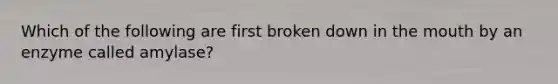 Which of the following are first broken down in the mouth by an enzyme called amylase?