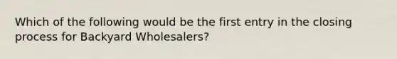 Which of the following would be the first entry in the closing process for Backyard Wholesalers?