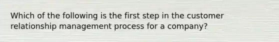 Which of the following is the first step in the customer relationship management process for a company?