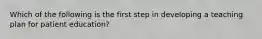 Which of the following is the first step in developing a teaching plan for patient education?