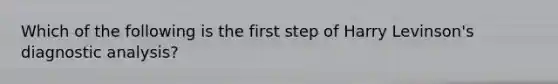 Which of the following is the first step of Harry Levinson's diagnostic analysis?