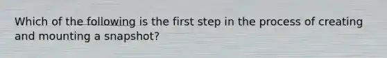 Which of the following is the first step in the process of creating and mounting a snapshot?