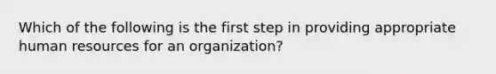 Which of the following is the first step in providing appropriate human resources for an organization?