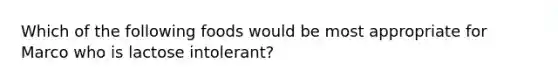 Which of the following foods would be most appropriate for Marco who is lactose intolerant?