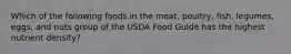 Which of the following foods in the meat, poultry, fish, legumes, eggs, and nuts group of the USDA Food Guide has the highest nutrient density?