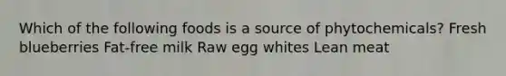 Which of the following foods is a source of phytochemicals? Fresh blueberries Fat-free milk Raw egg whites Lean meat