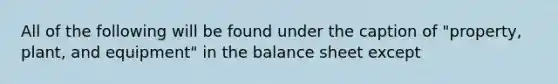 All of the following will be found under the caption of "property, plant, and equipment" in the balance sheet except