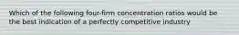 Which of the following four-firm concentration ratios would be the best indication of a perfectly competitive industry