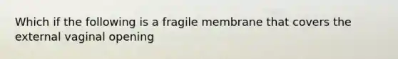 Which if the following is a fragile membrane that covers the external vaginal opening