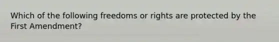 Which of the following freedoms or rights are protected by the First Amendment?