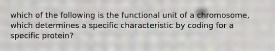 which of the following is the functional unit of a chromosome, which determines a specific characteristic by coding for a specific protein?