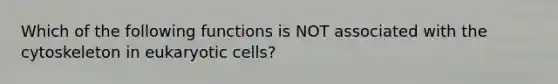 Which of the following functions is NOT associated with the cytoskeleton in eukaryotic cells?