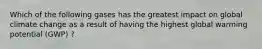 Which of the following gases has the greatest impact on global climate change as a result of having the highest global warming potential (GWP) ?