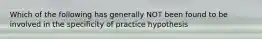 Which of the following has generally NOT been found to be involved in the specificity of practice hypothesis