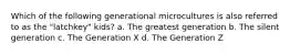 Which of the following generational microcultures is also referred to as the "latchkey" kids? a. The greatest generation b. The silent generation c. The Generation X d. The Generation Z
