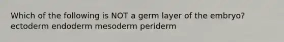 Which of the following is NOT a germ layer of the embryo? ectoderm endoderm mesoderm periderm