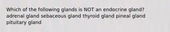 Which of the following glands is NOT an endocrine gland? adrenal gland sebaceous gland thyroid gland pineal gland pituitary gland