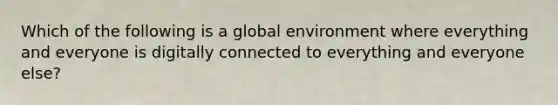 Which of the following is a global environment where everything and everyone is digitally connected to everything and everyone​ else?