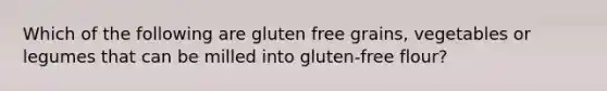 Which of the following are gluten free grains, vegetables or legumes that can be milled into gluten-free flour?