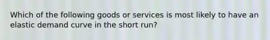 Which of the following goods or services is most likely to have an elastic demand curve in the short run?