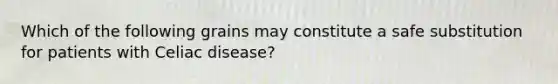 Which of the following grains may constitute a safe substitution for patients with Celiac disease?