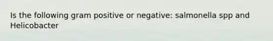 Is the following gram positive or negative: salmonella spp and Helicobacter