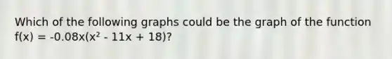 Which of the following graphs could be the graph of the function f(x) = -0.08x(x² - 11x + 18)?