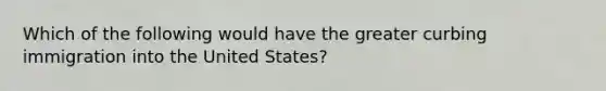 Which of the following would have the greater curbing immigration into the United States?