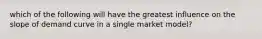 which of the following will have the greatest influence on the slope of demand curve in a single market model?