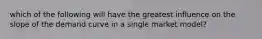 which of the following will have the greatest influence on the slope of the demand curve in a single market model?