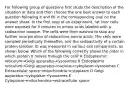 For following group of questions first study the description of the situation or data and then choose the one best answer to each question following it and fill in the corresponding oval on the answer sheet. In the first step of an experiment, rat liver cells were exposed for 5 minutes to amino acids labeled with a radioactive isotope. The cells were then washed to stop any further incorporation of radioactive amino acids. The cells were sampled periodically thereafter, and the radioactivity of a certain protein (protein X) was measured in various cell components, as shown below. Which of the following correctly shows the order in which protein X moves through the cell? A Endoplasmic reticulum→Golgi apparatus→lysosomes B Endoplasmic reticulum→Golgi apparatus→nucleus→cytoplasm→lysosomes C Extracellular space→mitochondria→cytoplasm D Golgi apparatus→cytoplasm→lysosomes E Cytoplasm→mitochondria→extracellular space