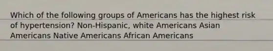 Which of the following groups of Americans has the highest risk of hypertension? Non-Hispanic, white Americans Asian Americans Native Americans African Americans