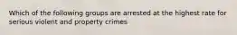 Which of the following groups are arrested at the highest rate for serious violent and property crimes