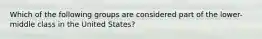 Which of the following groups are considered part of the lower-middle class in the United States?