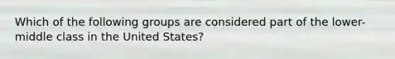 Which of the following groups are considered part of the lower-middle class in the United States?