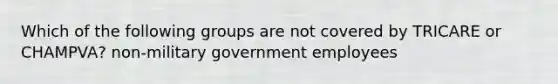 Which of the following groups are not covered by TRICARE or CHAMPVA? non-military government employees