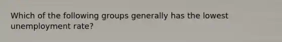 Which of the following groups generally has the lowest unemployment rate?