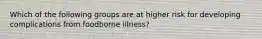 Which of the following groups are at higher risk for developing complications from foodborne illness?