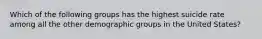 Which of the following groups has the highest suicide rate among all the other demographic groups in the United States?